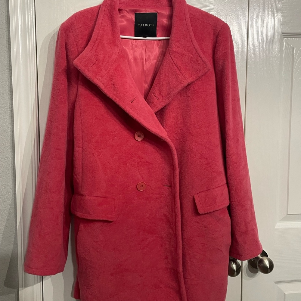 Talbots Women's Double Breasted Hot Pink Pea Coat Size 16